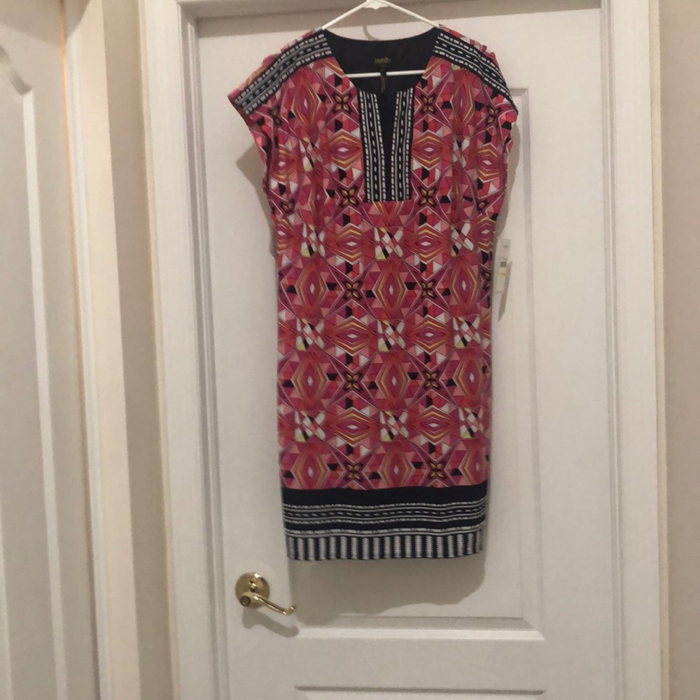 Cap sleeve multi-colored dress